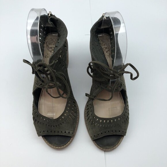Vince Camuto Tarita Sandals Women's Size 6.5 Cutout Lace-Up Olive Green - Picture 6 of 13